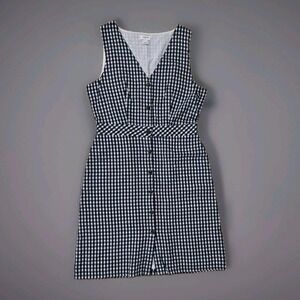 J.Crew V-neck button-front dress in gingham‎ Size 6